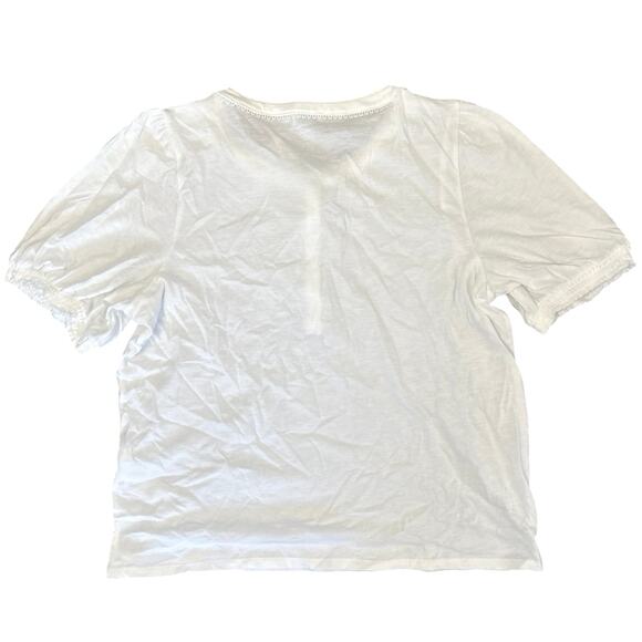 NWT J.Crew Smocked Henley Knit Top White Size L - Picture 4 of 8